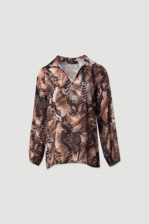 Túnica con estampado animal y escote en v Túnica con estampado animal y escote en v