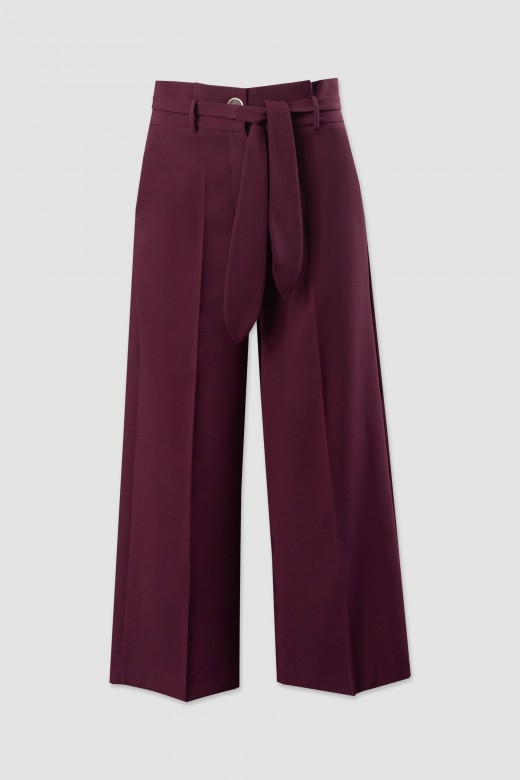 Calça culotte clássica com cinto Calça culotte clássica com cinto