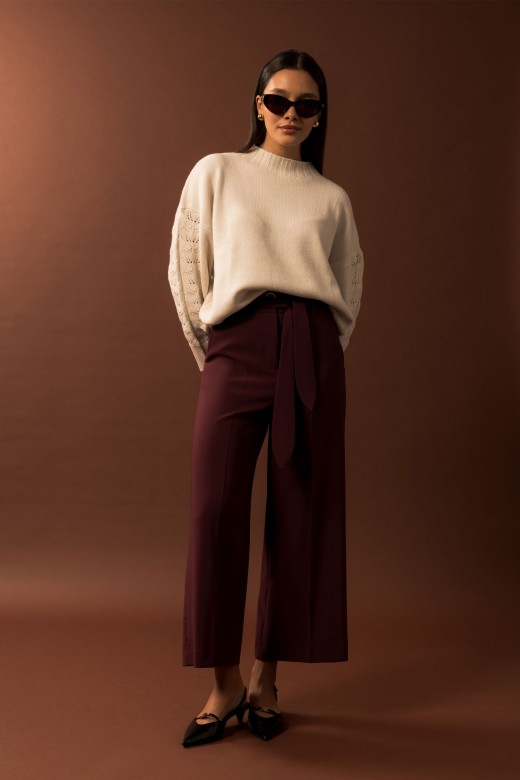 Calça culotte clássica com cinto Calça culotte clássica com cinto