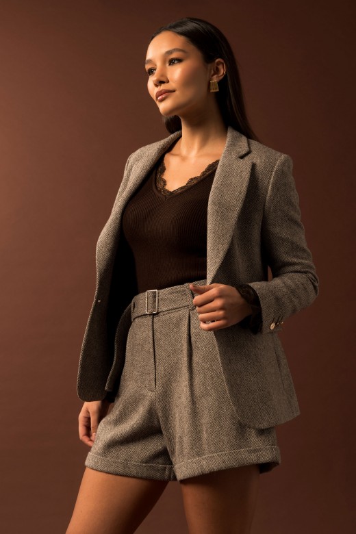 Camisola canelada com detalhe em renda Camisola canelada com detalhe em renda