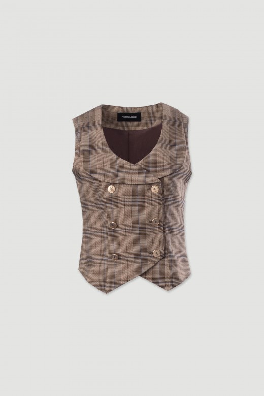 Checked crossover vest Checked crossover vest