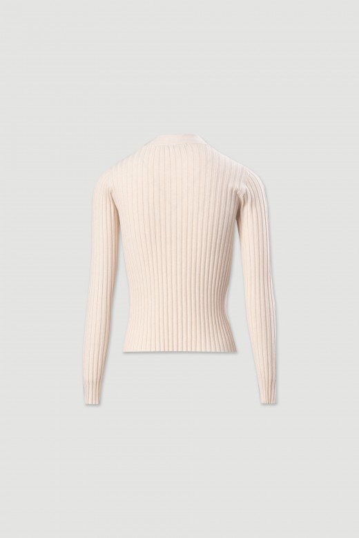 Pull en maille côtelée avec décolleté en v Pull en maille côtelée avec décolleté en v