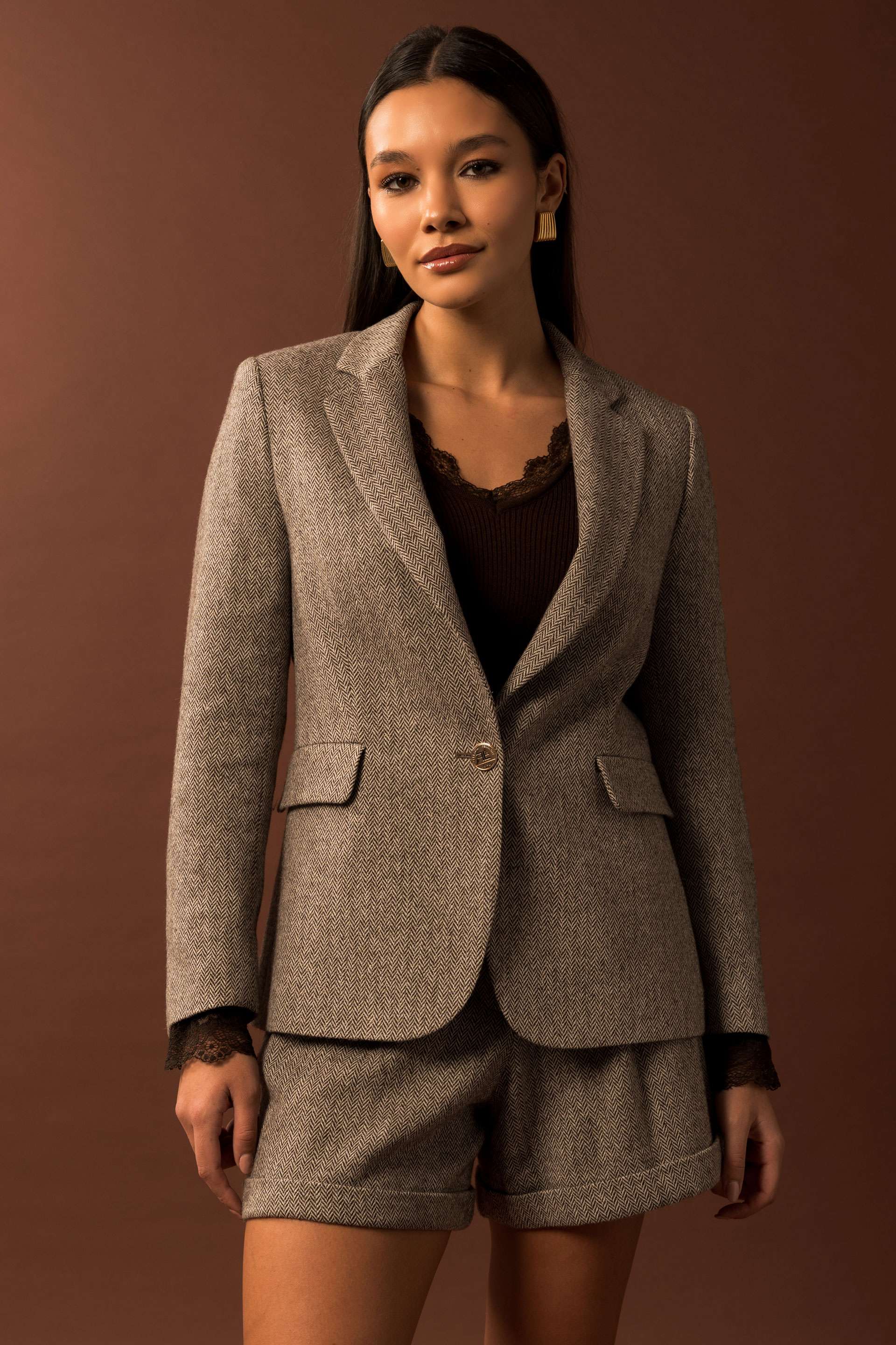 Blazer en laine à motif chevrons