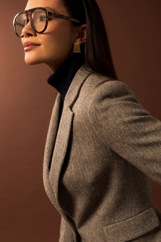 Blazer en laine  motif chevrons