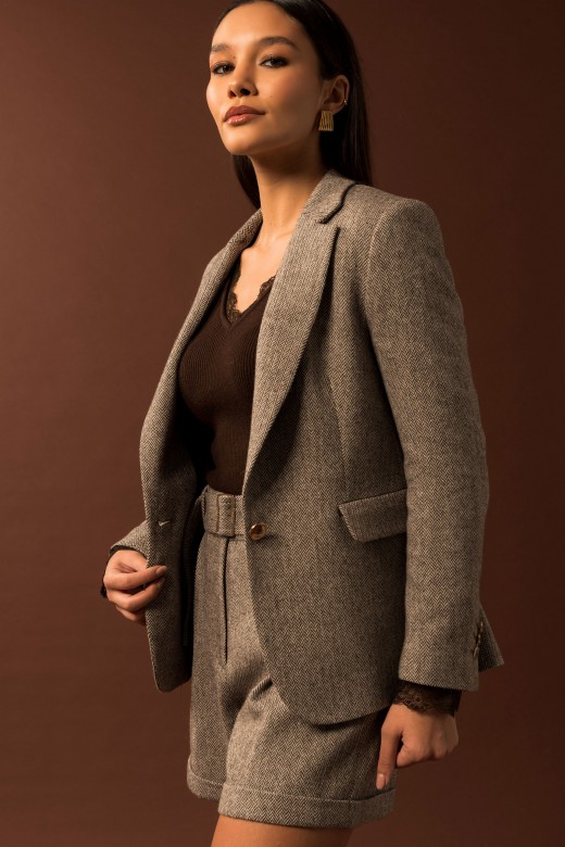 Blazer en laine  motif chevrons