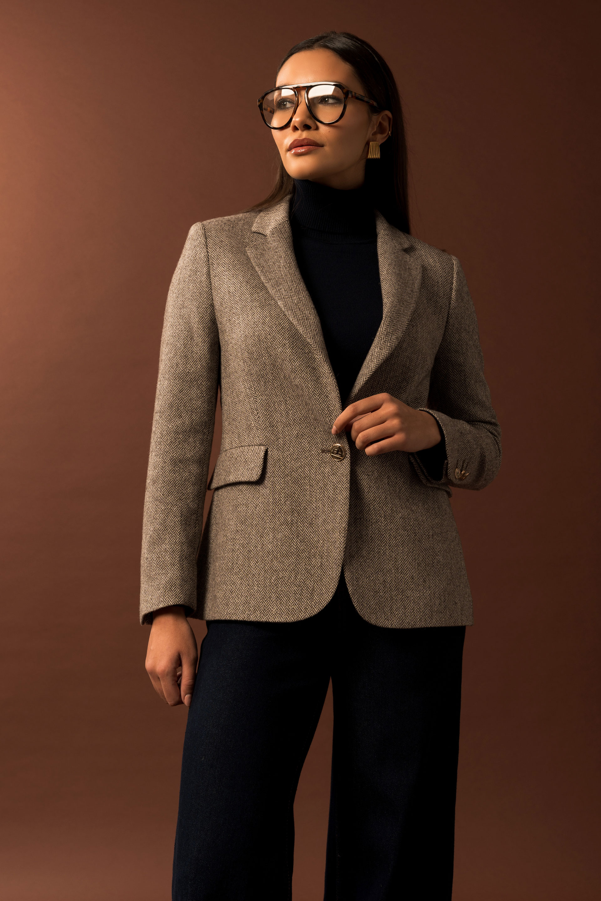 Blazer en laine à motif chevrons