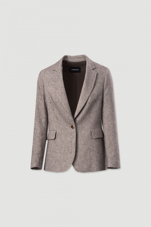 Blazer clássico texturizado com lã Blazer clássico texturizado com lã