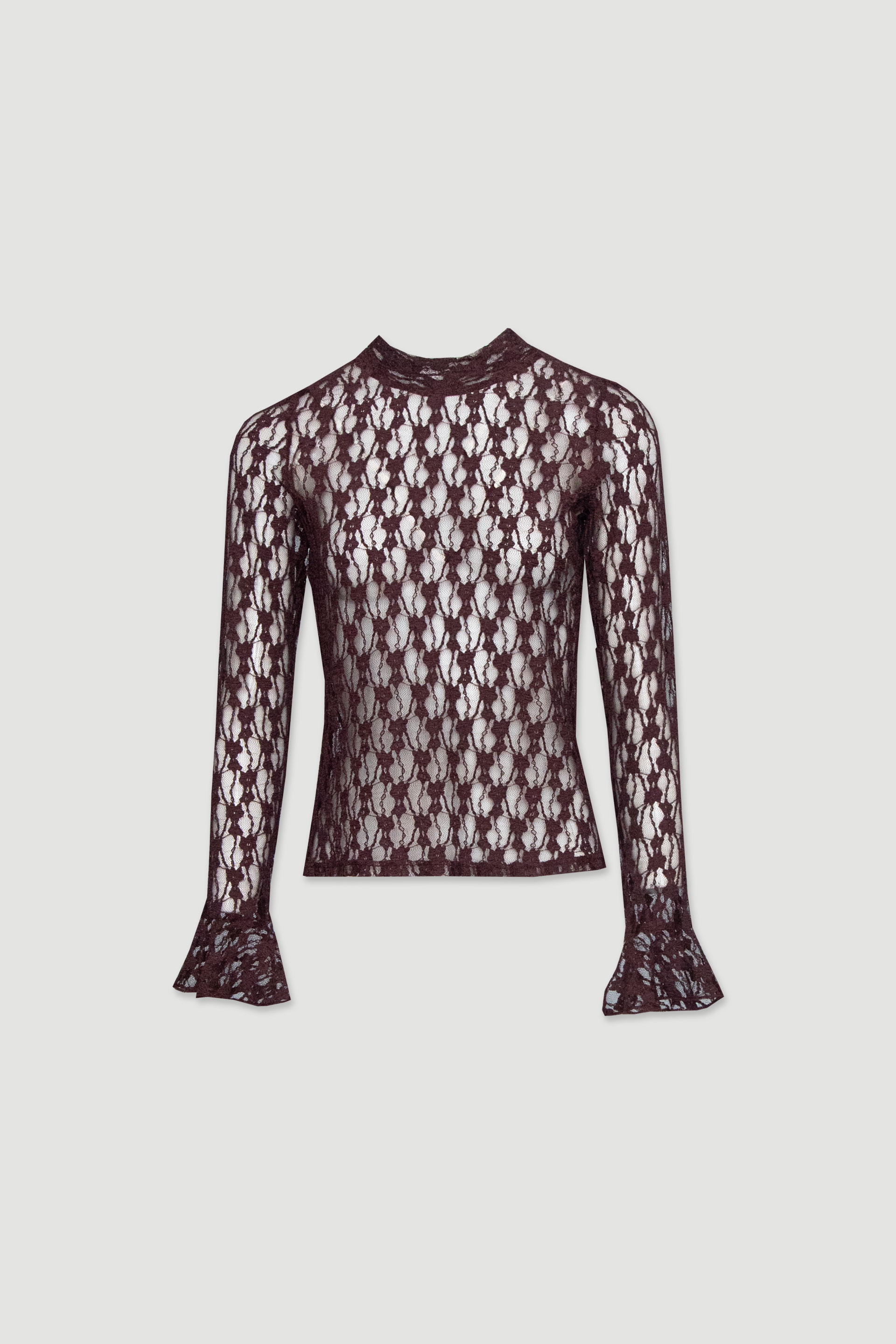 Blusa em renda com manga comprida