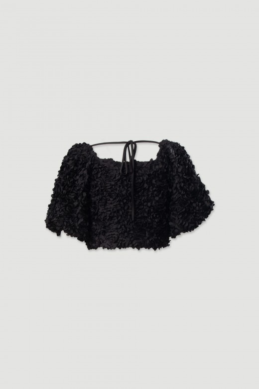 Top corto con textura floral Top corto con textura floral