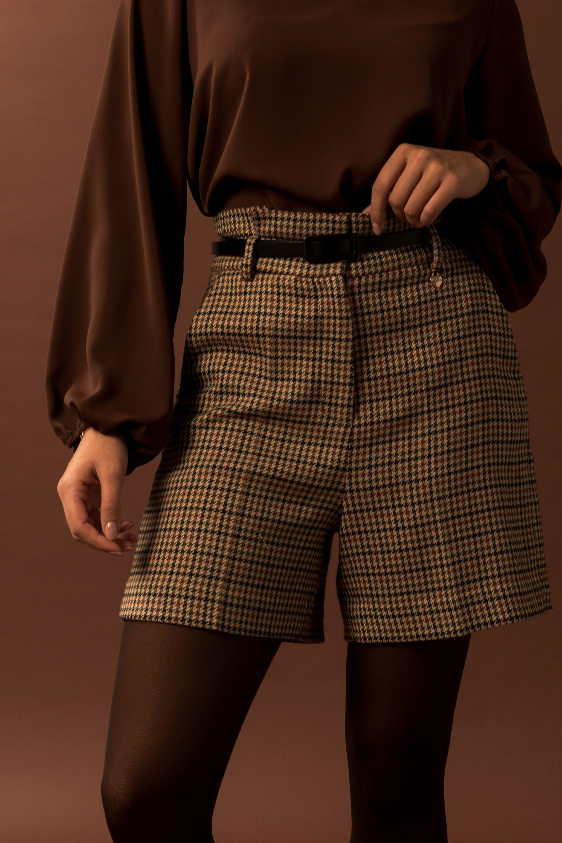 Short à motif pied-de-poule