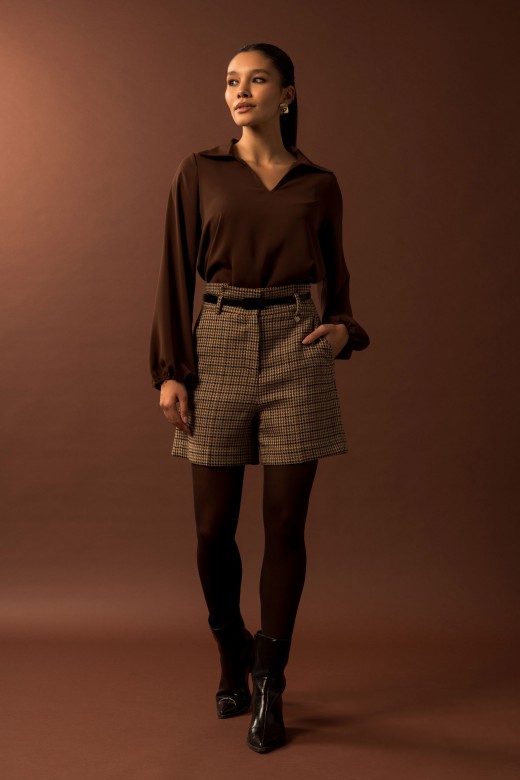 Short à motif pied-de-poule Short à motif pied-de-poule