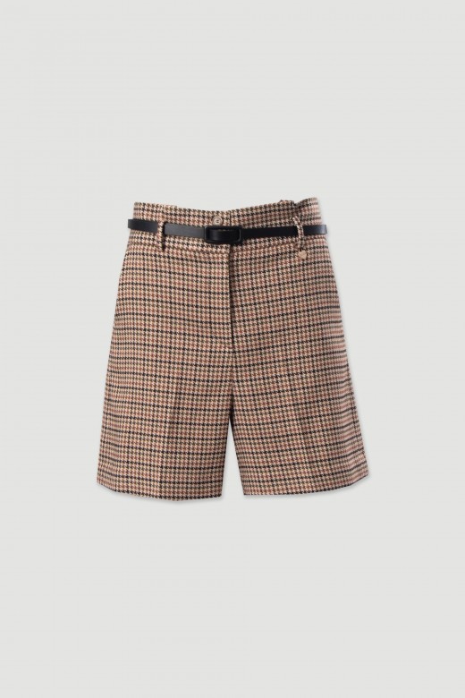 Short à motif pied-de-poule Short à motif pied-de-poule