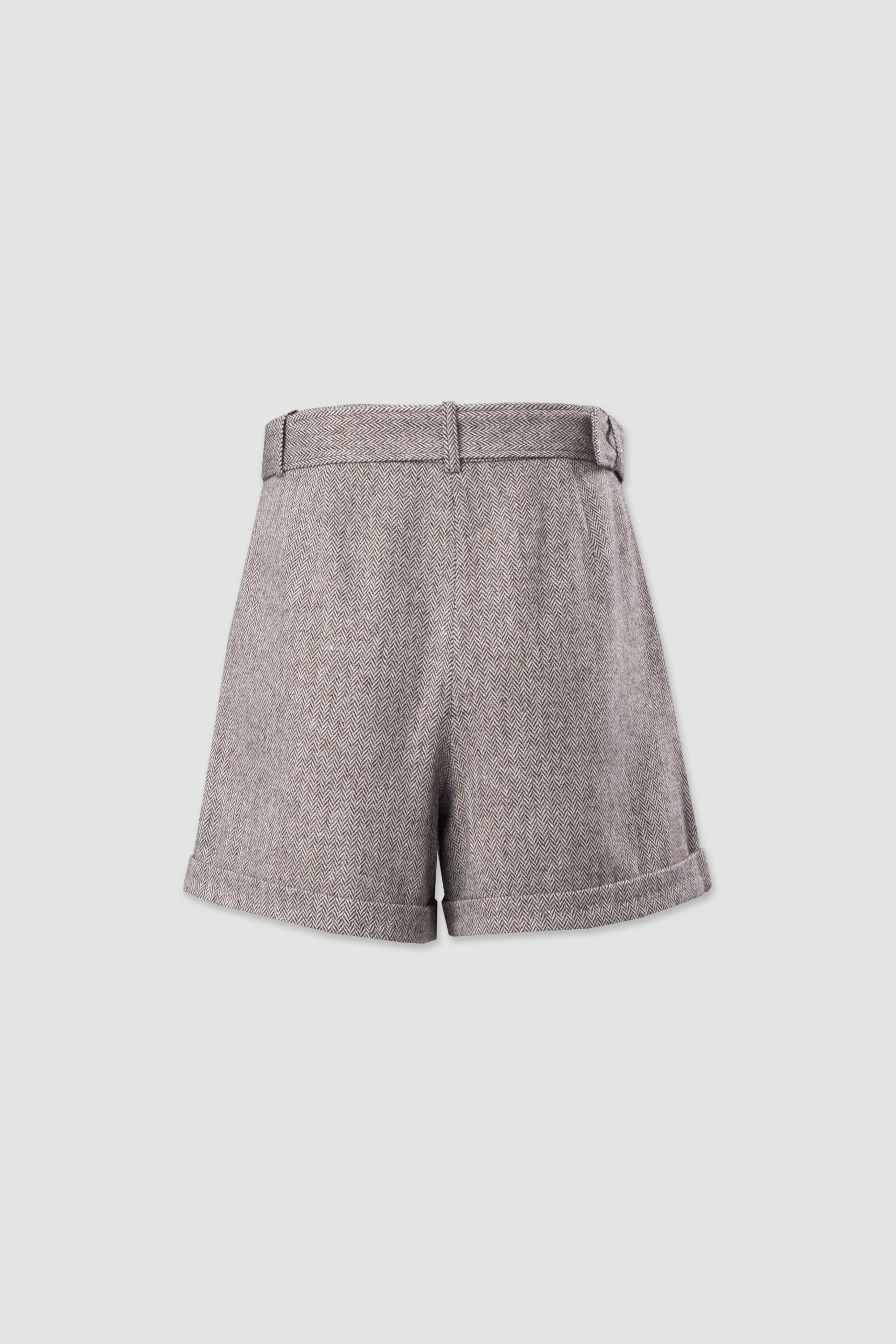 Calção curto em padrão espiga com lã