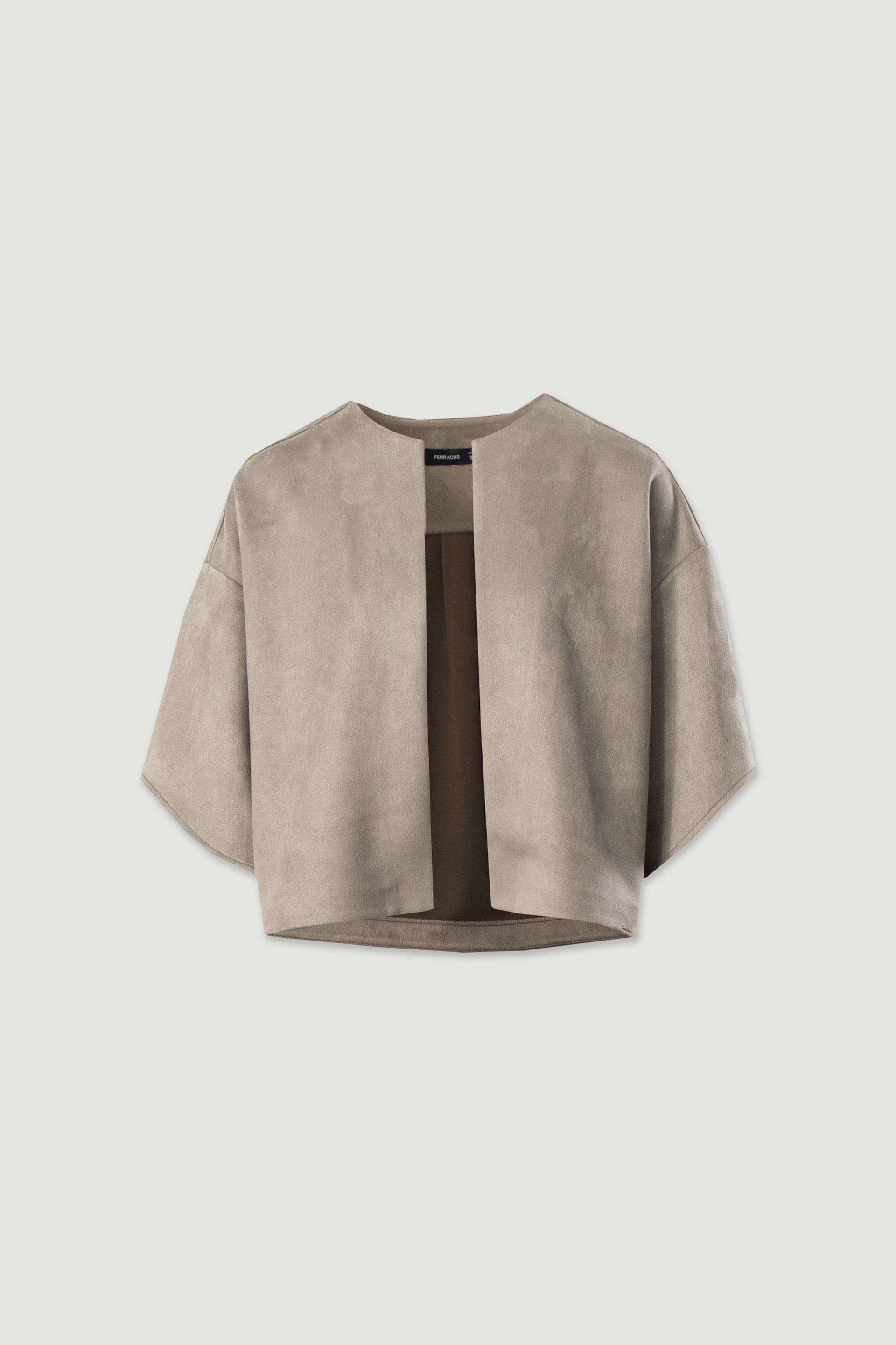 Chaqueta corta de tejido con efecto piel de melocotón