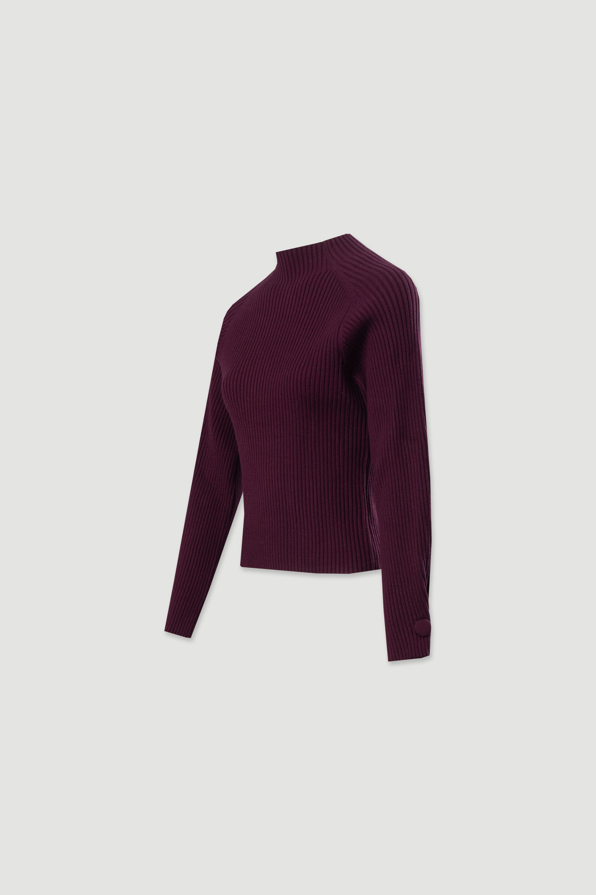 Camisola de malha canelada com botão forrado