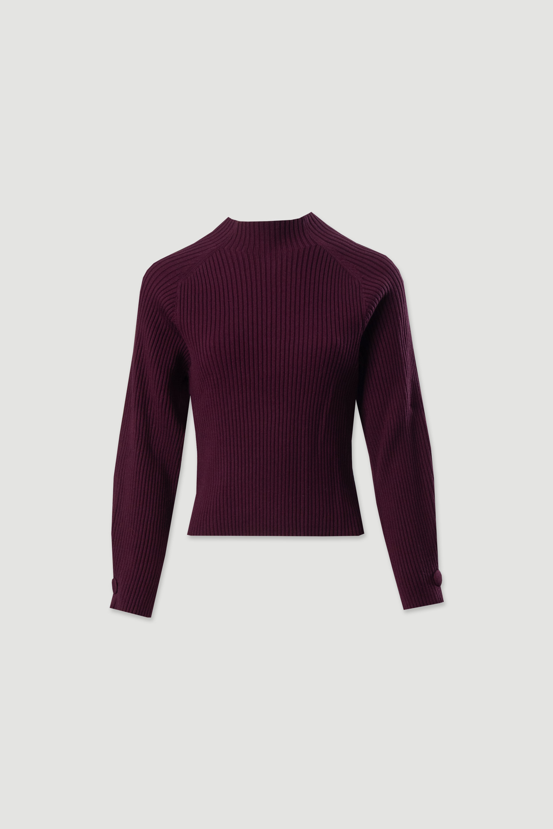 Camisola de malha canelada com botão forrado