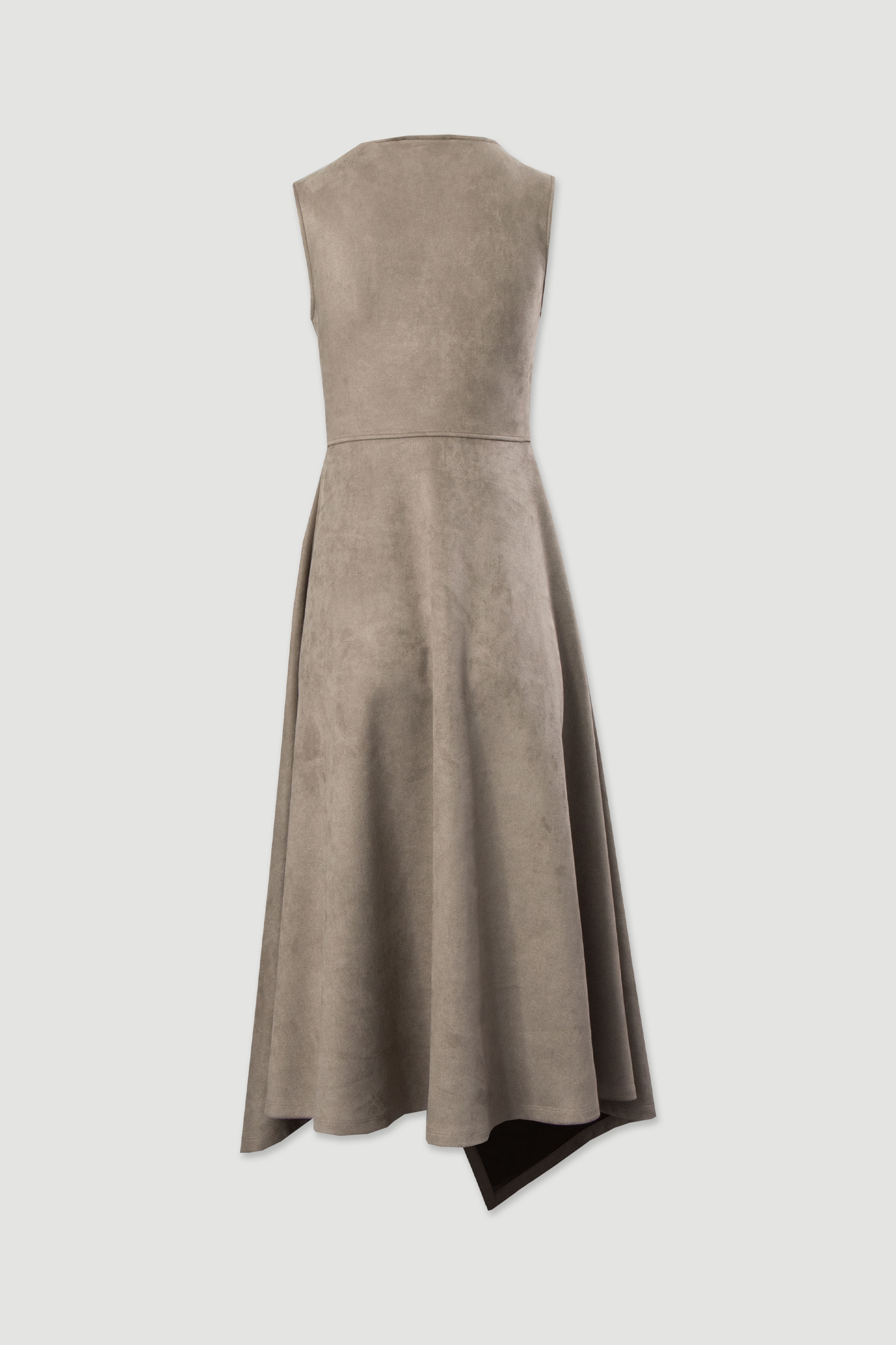 Vestido assimétrico sem mangas em pele de pêssego