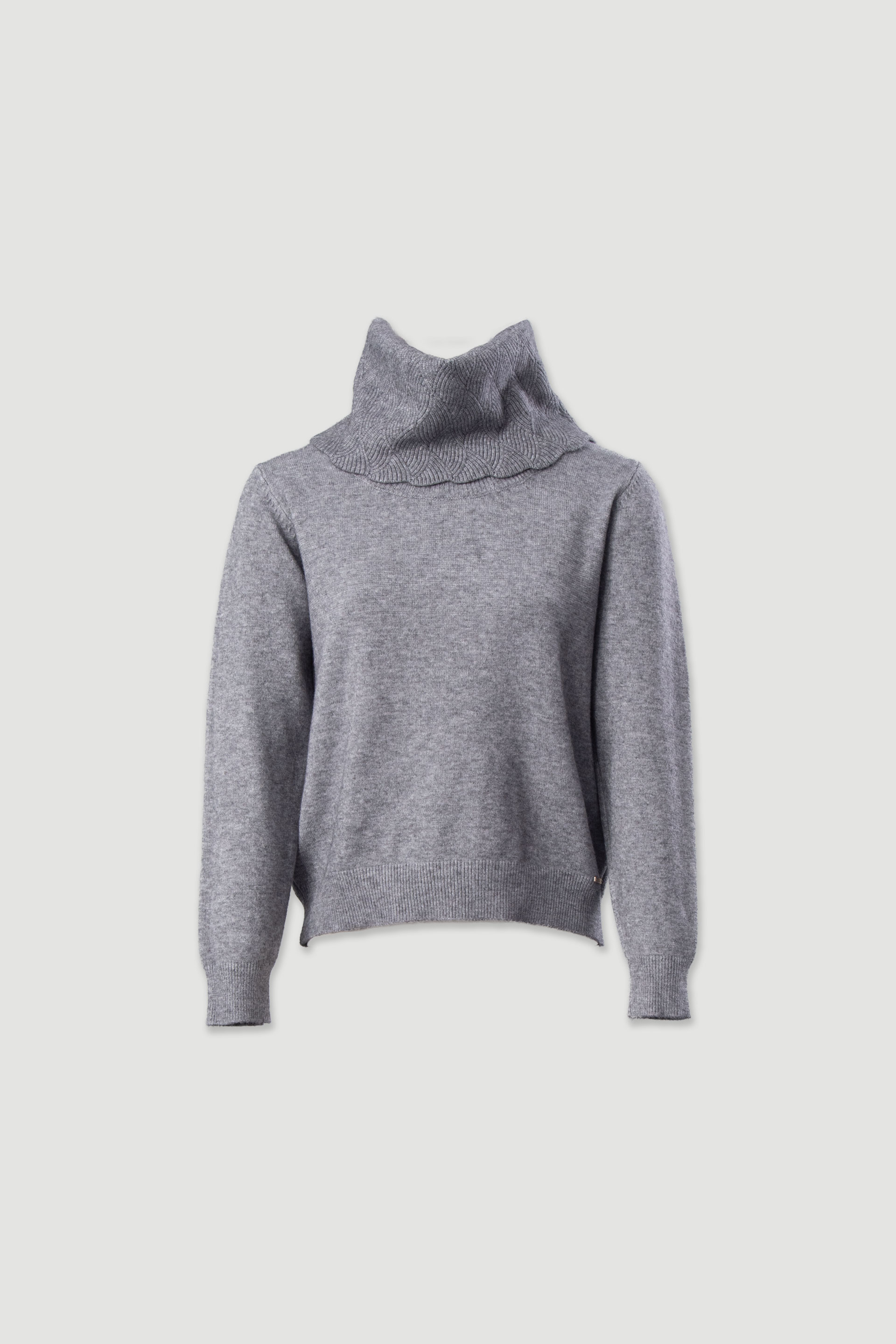 Camisola de malha com gola alta estruturada