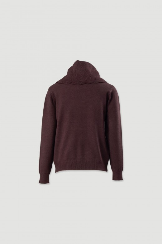 Camisola de malha com gola alta estruturada Camisola de malha com gola alta estruturada