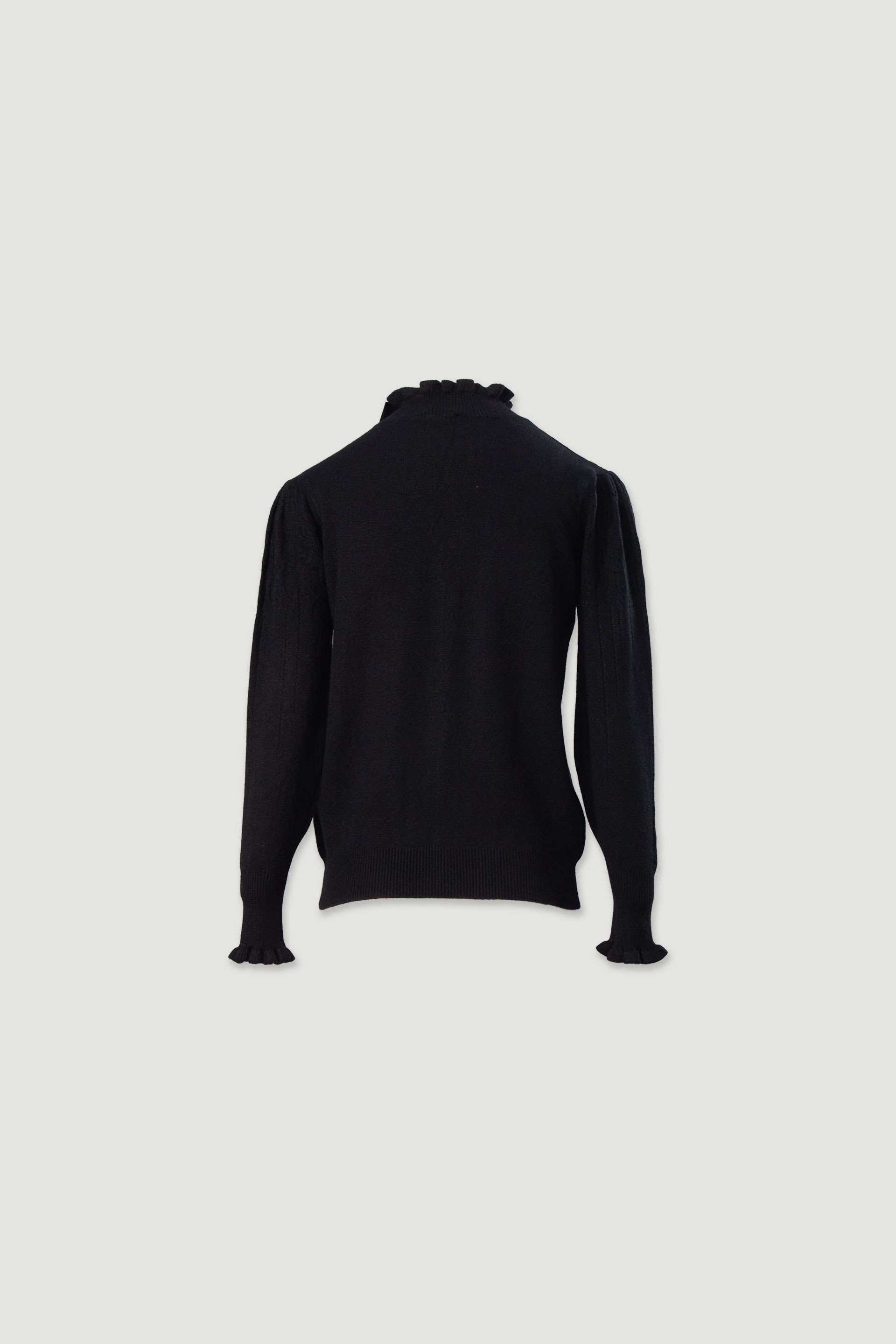 Camisola de malha com gola alta franzida