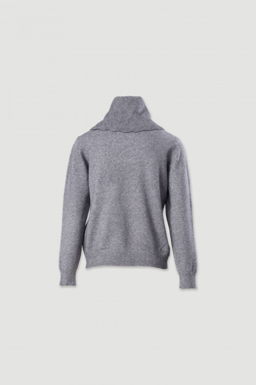 Camisola de malha com gola alta estruturada Camisola de malha com gola alta estruturada