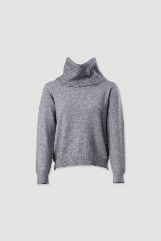 Camisola de malha com gola alta estruturada Camisola de malha com gola alta estruturada