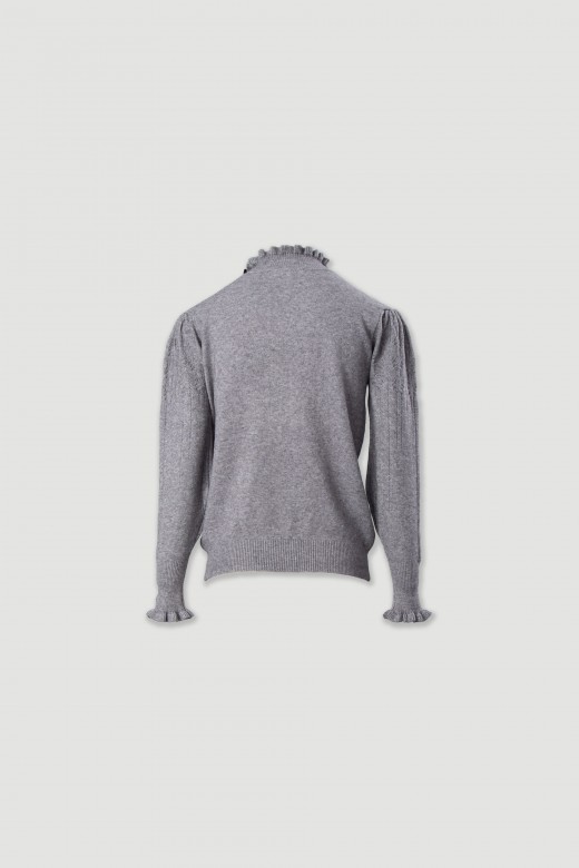 Camisola de malha com gola alta franzida Camisola de malha com gola alta franzida