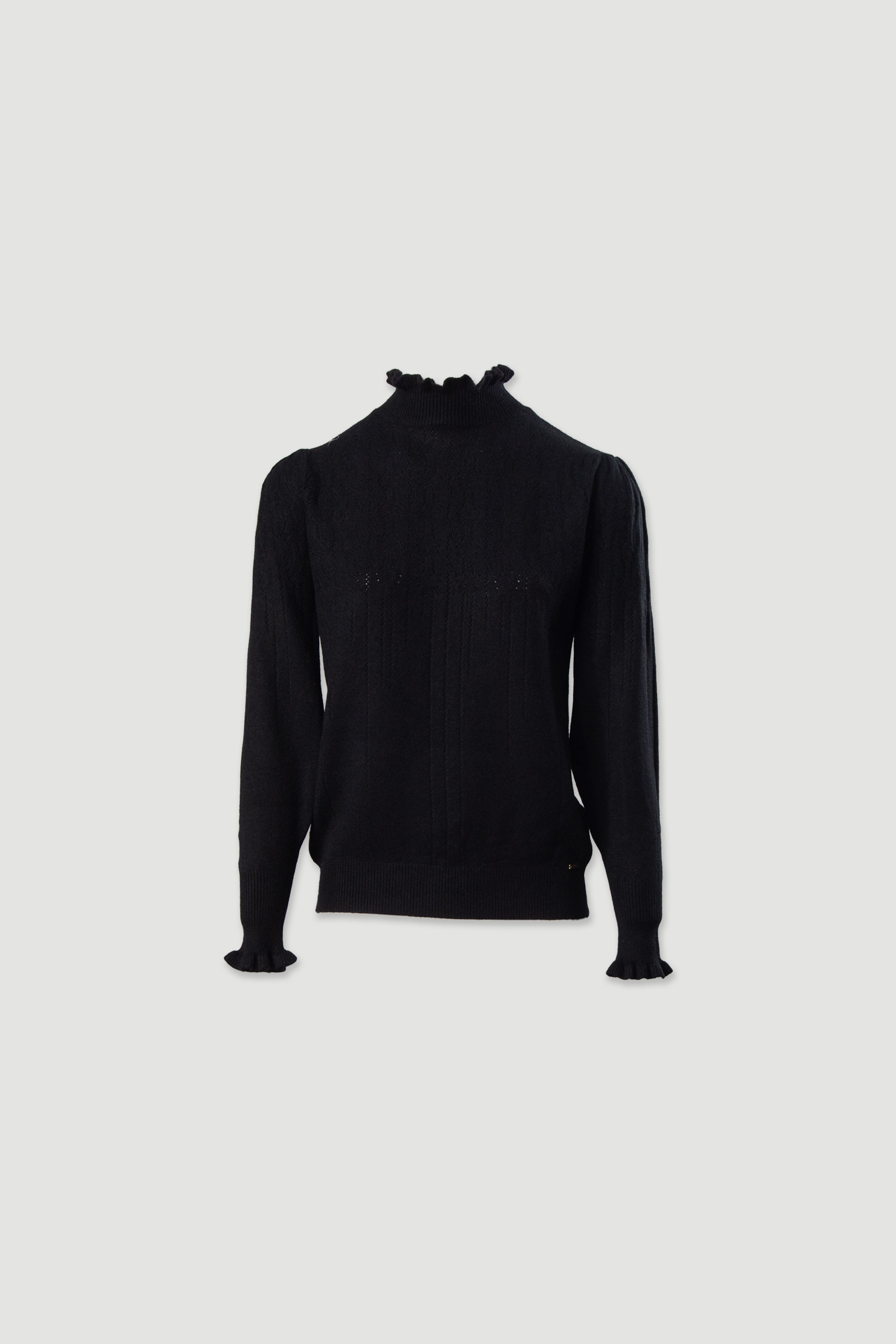 Camisola de malha com gola alta franzida