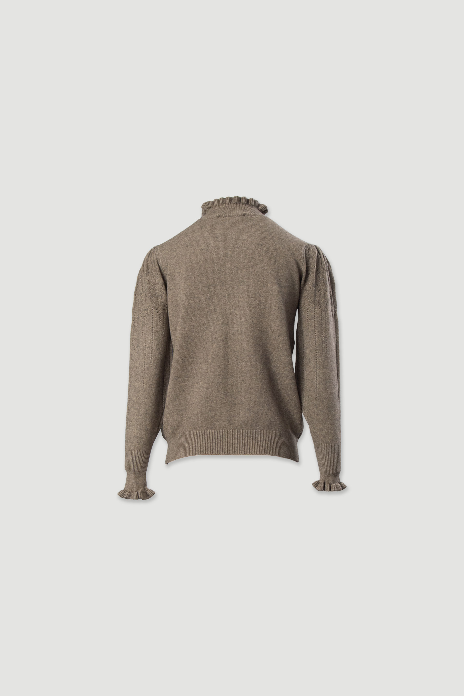 Camisola de malha com gola alta franzida