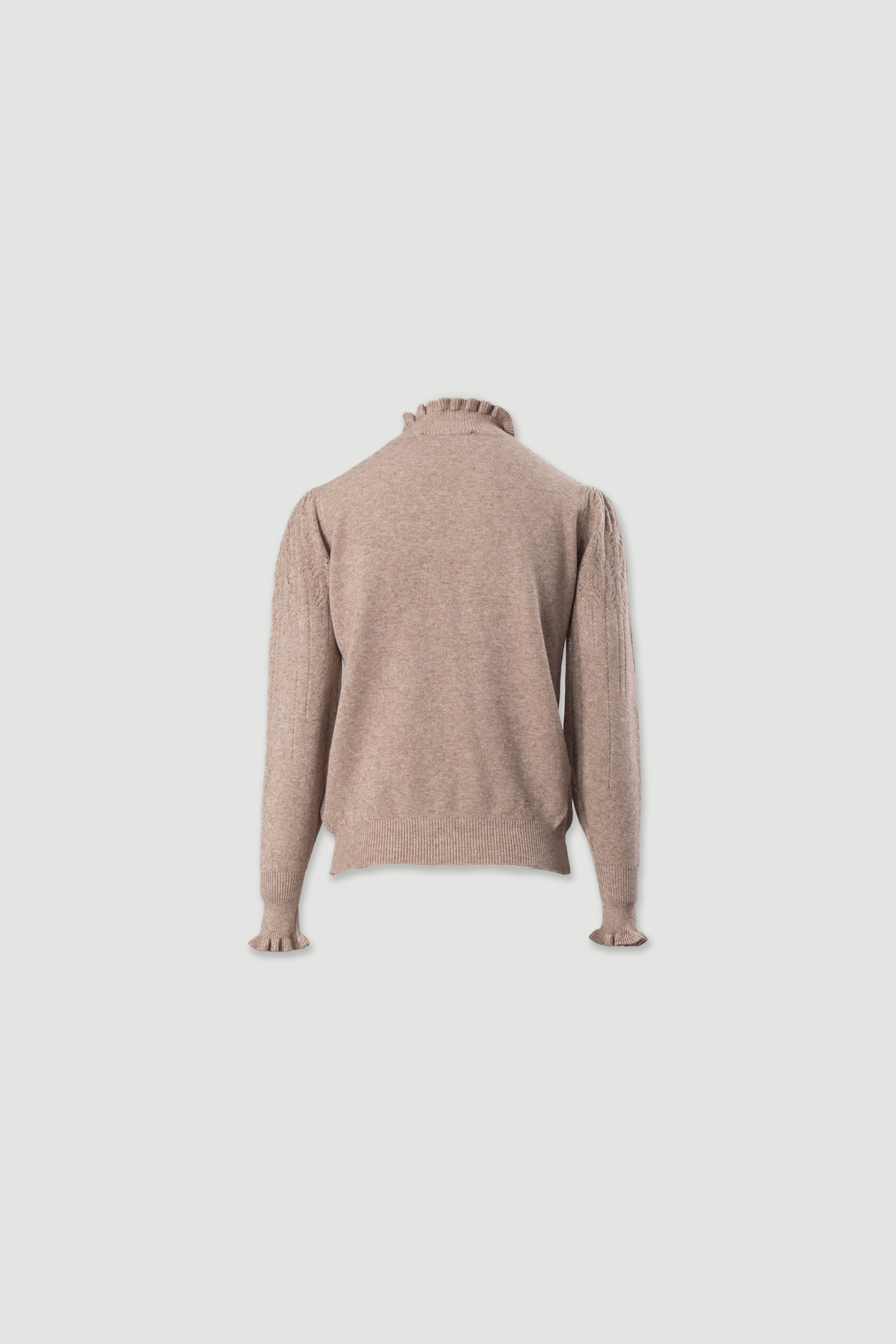Camisola de malha com gola alta franzida