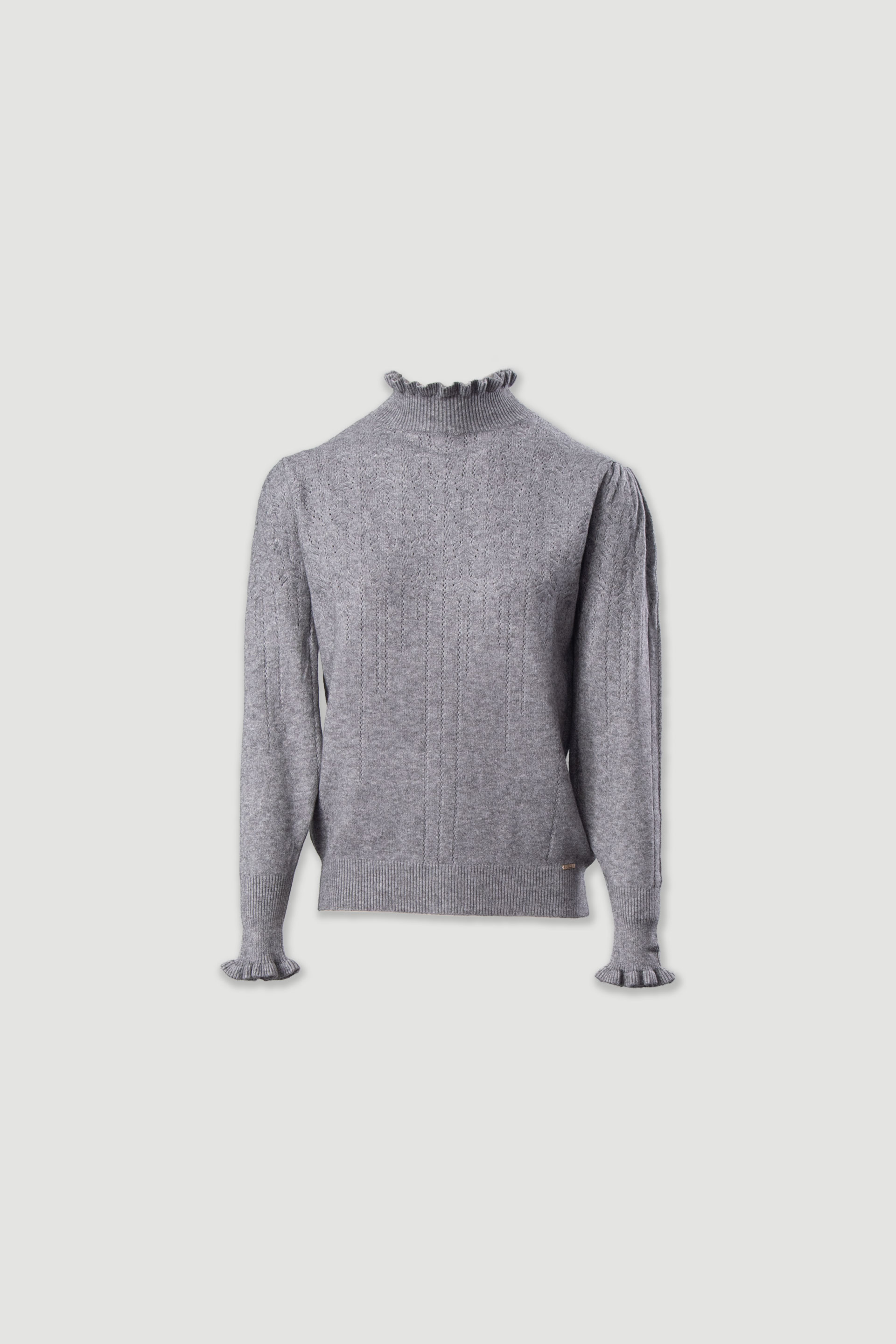 Camisola de malha com gola alta franzida