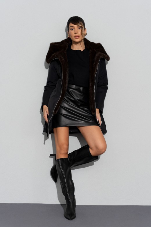 Parka com gola em plo e interior forrado