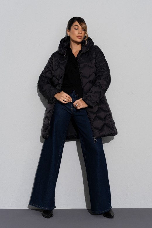 Parka comprida acolchoada com capuz