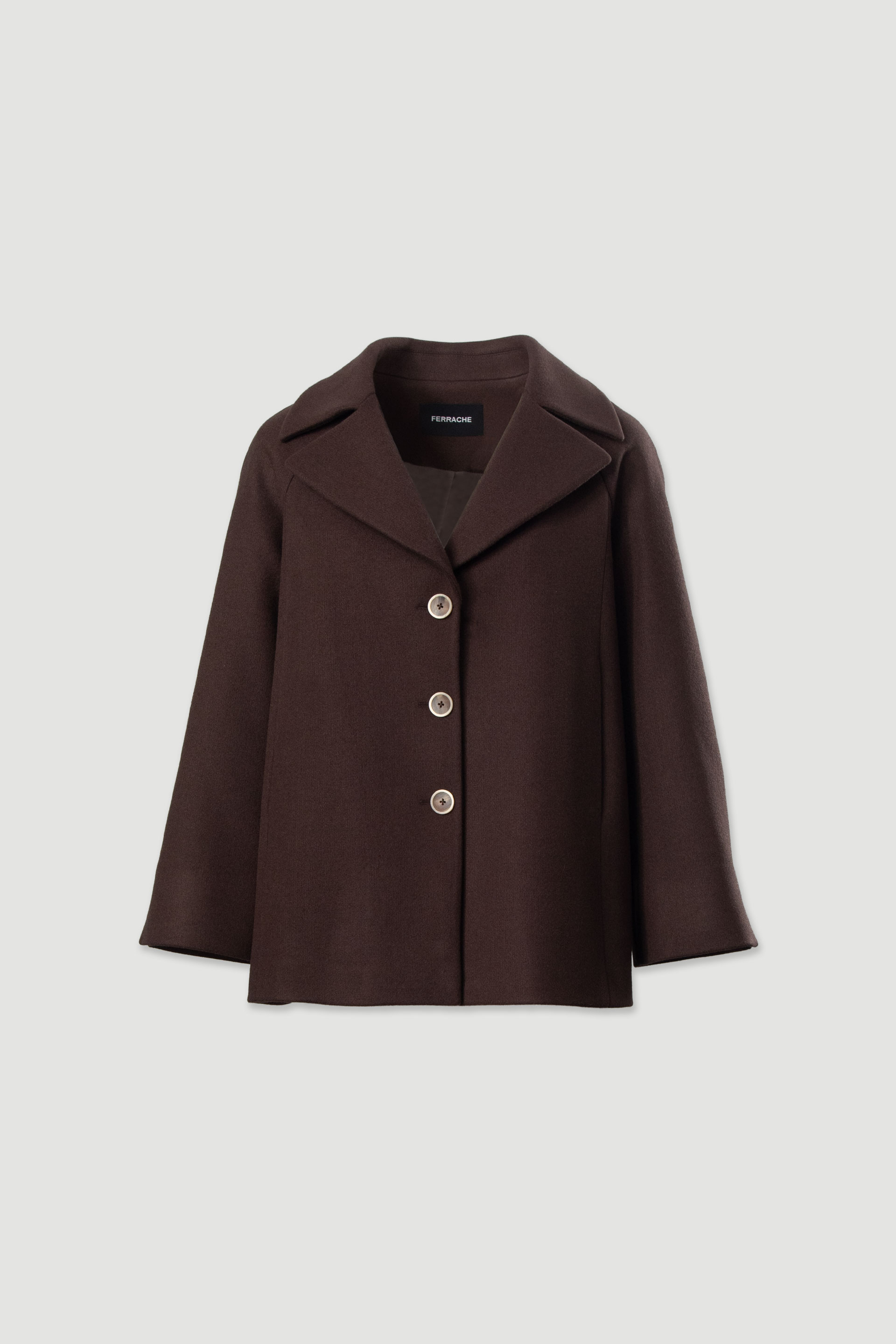 Manteau court évasé en laine mélangée