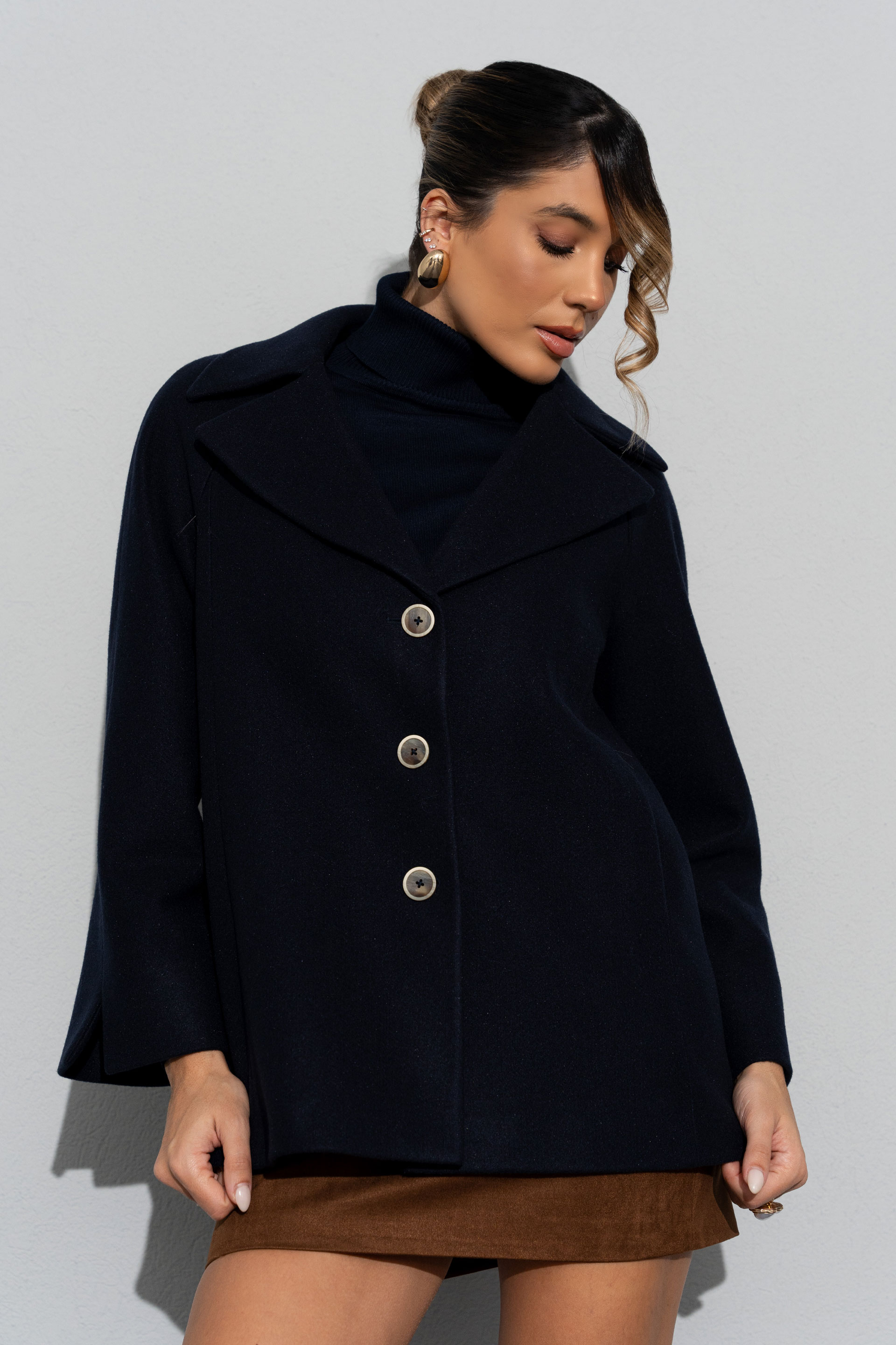 Casaco de fazenda curto em evasé