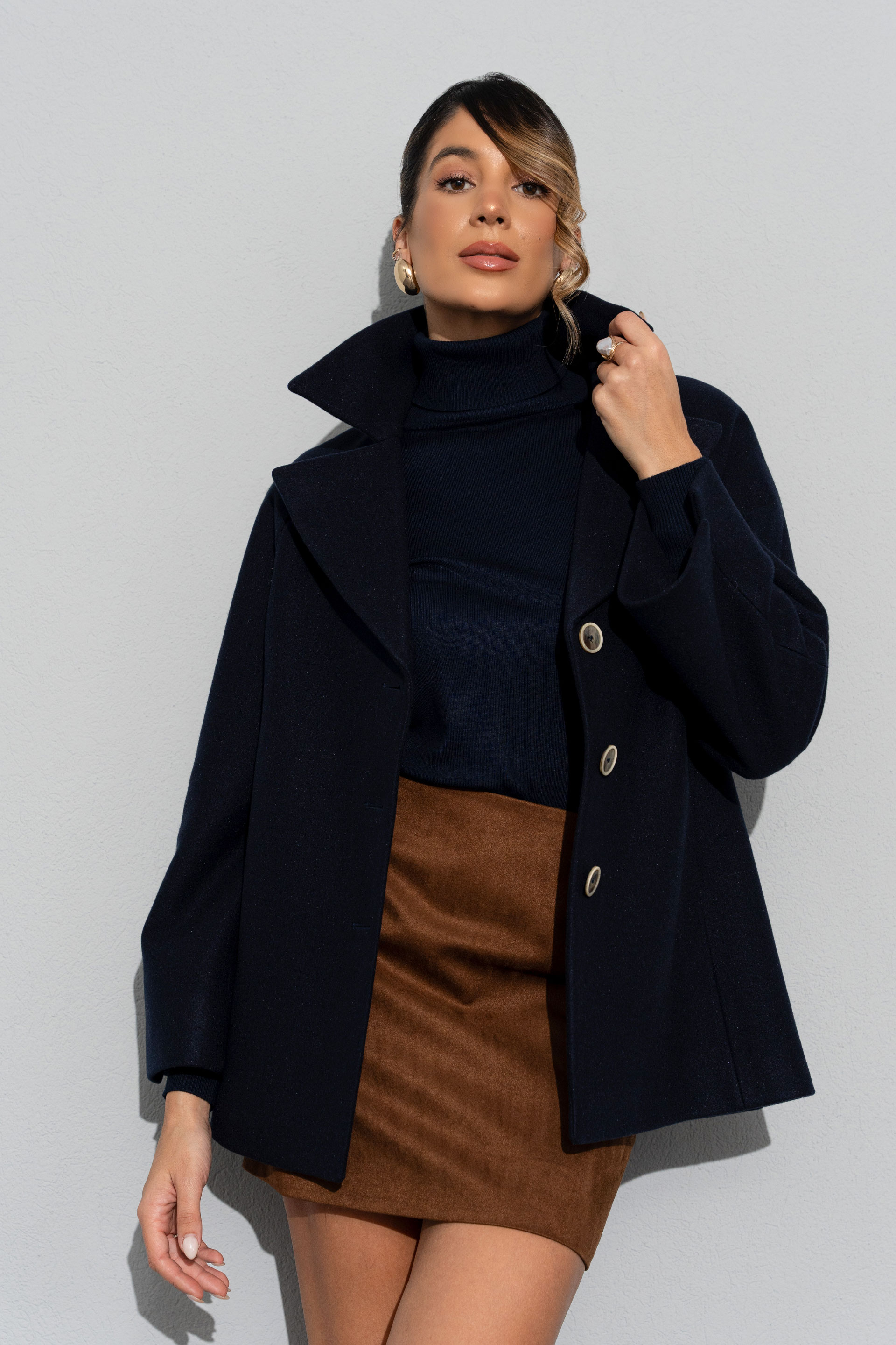 Casaco de fazenda curto em evasé