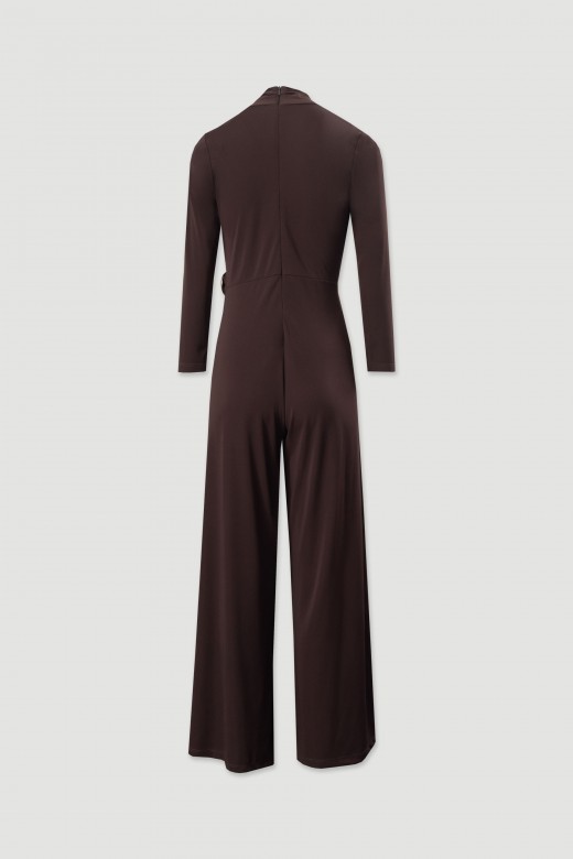 Wrap jumpsuit with gold detail