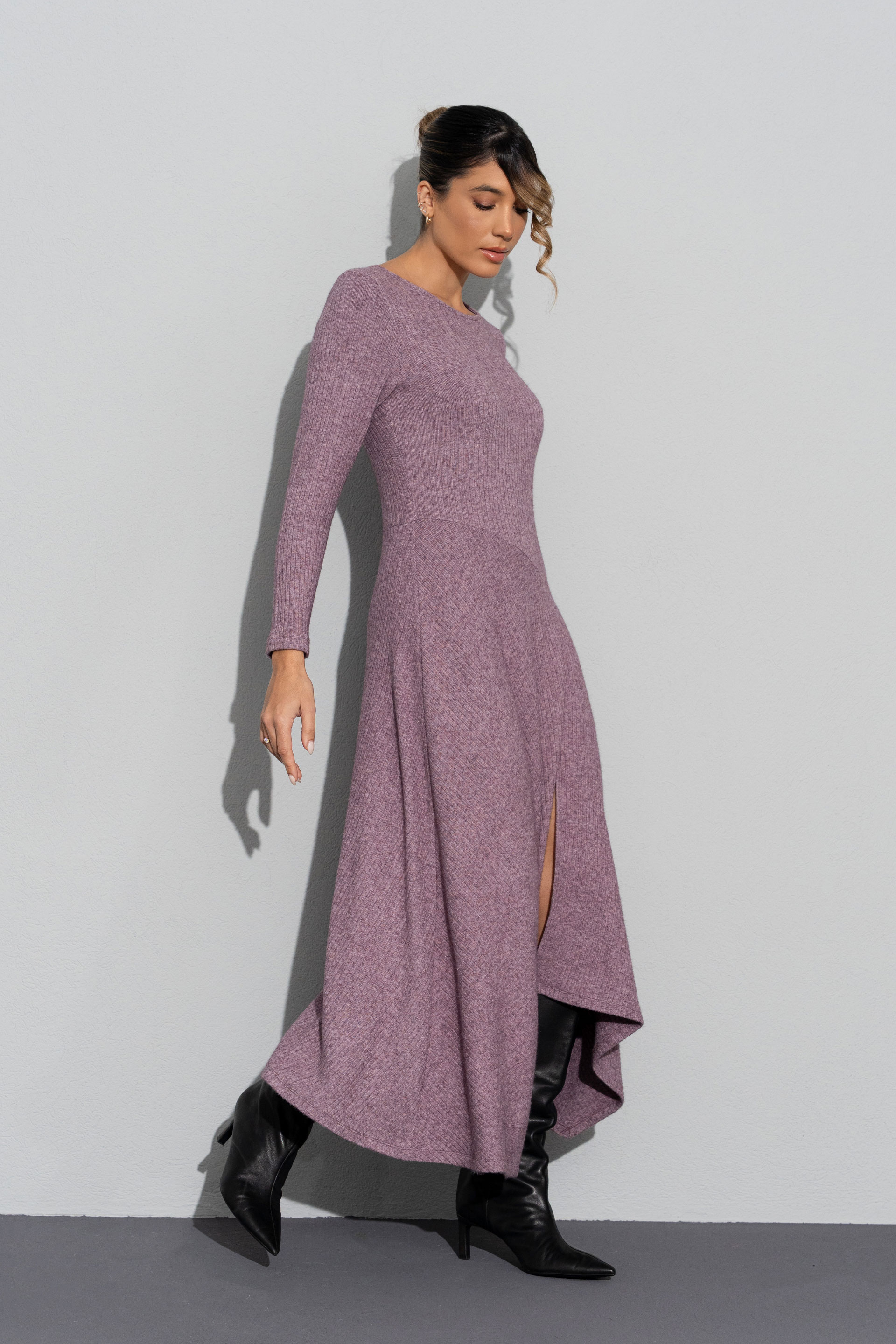 Vestido de punto asimétrico