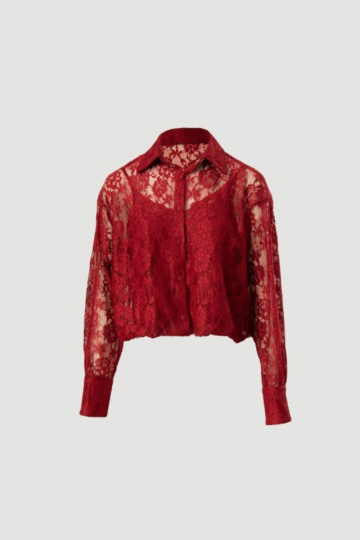 Blusa de encaje y mangas largas Blusa de encaje y mangas largas