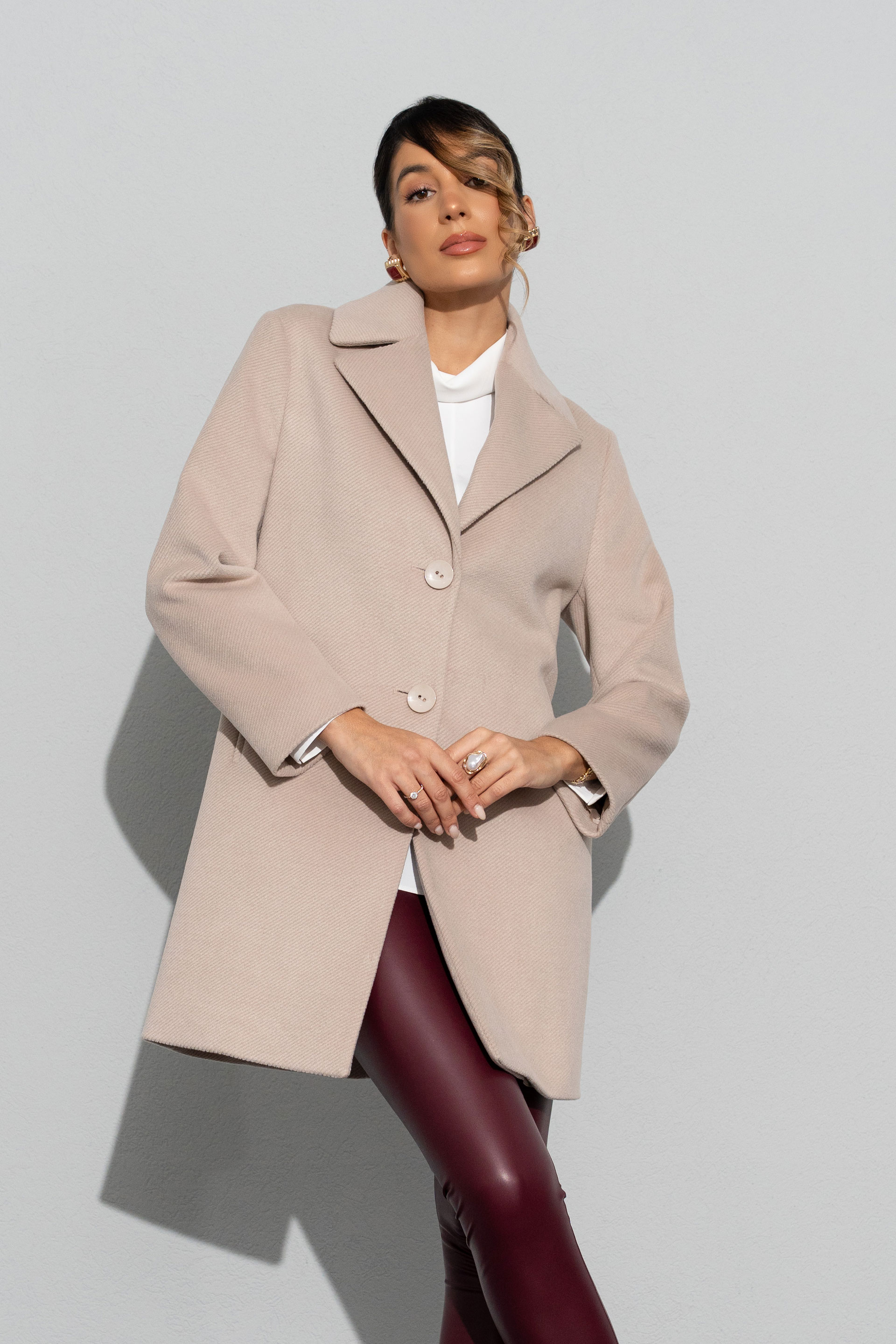 Abrigo midi de tejido de paño