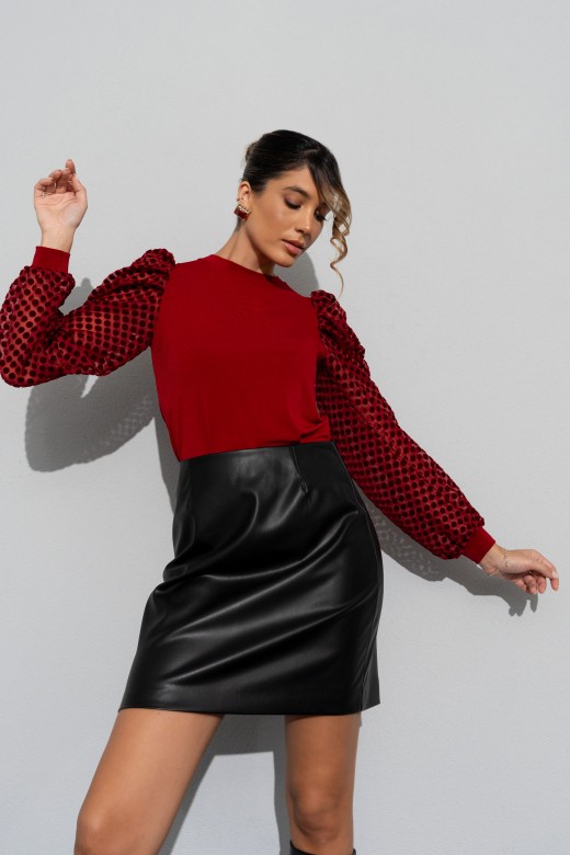 Jersey con mangas de tul en relieve Jersey con mangas de tul en relieve