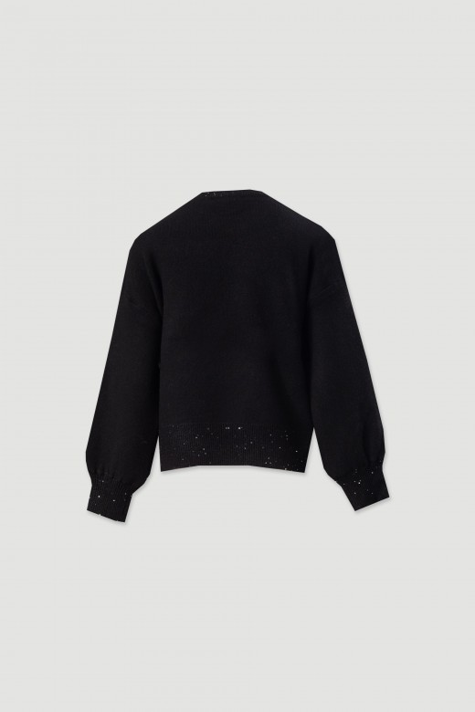 Knit sweater with dropped shoulders Knit sweater with dropped shoulders