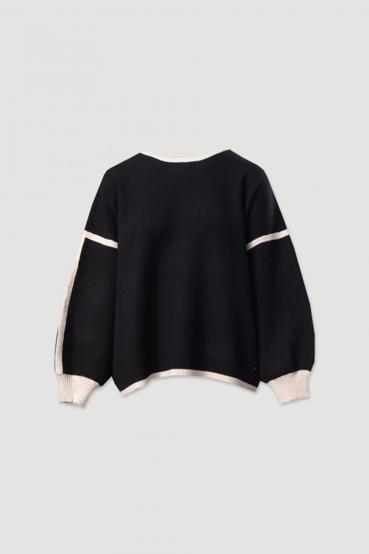 Knit sweater with contrasting detail Knit sweater with contrasting detail