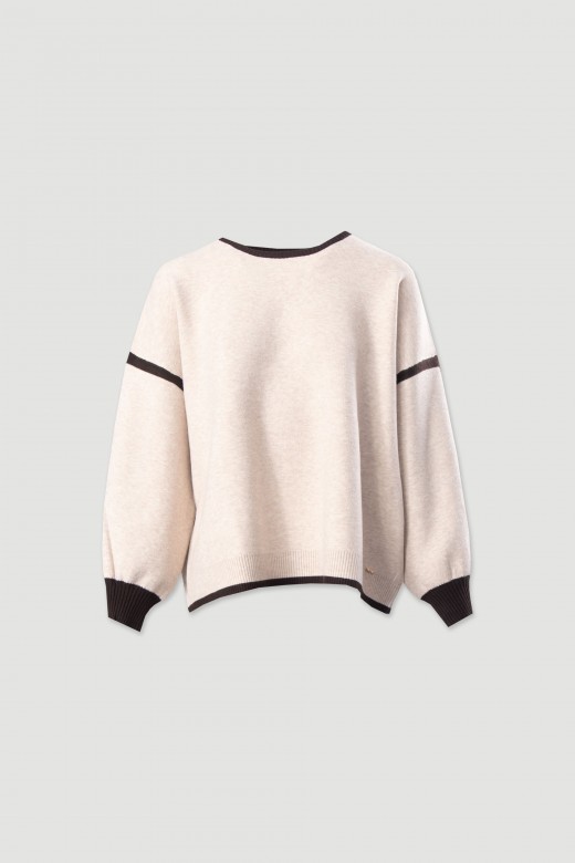 Knit sweater with contrasting detail