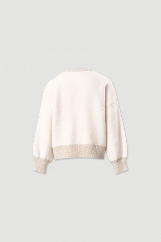 Knit sweater with dropped shoulders