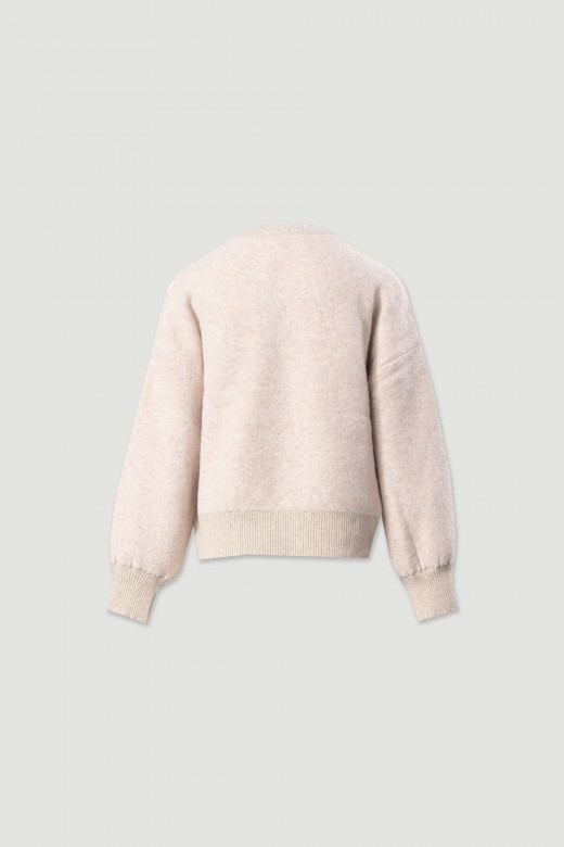 Knit sweater with dropped shoulders Knit sweater with dropped shoulders