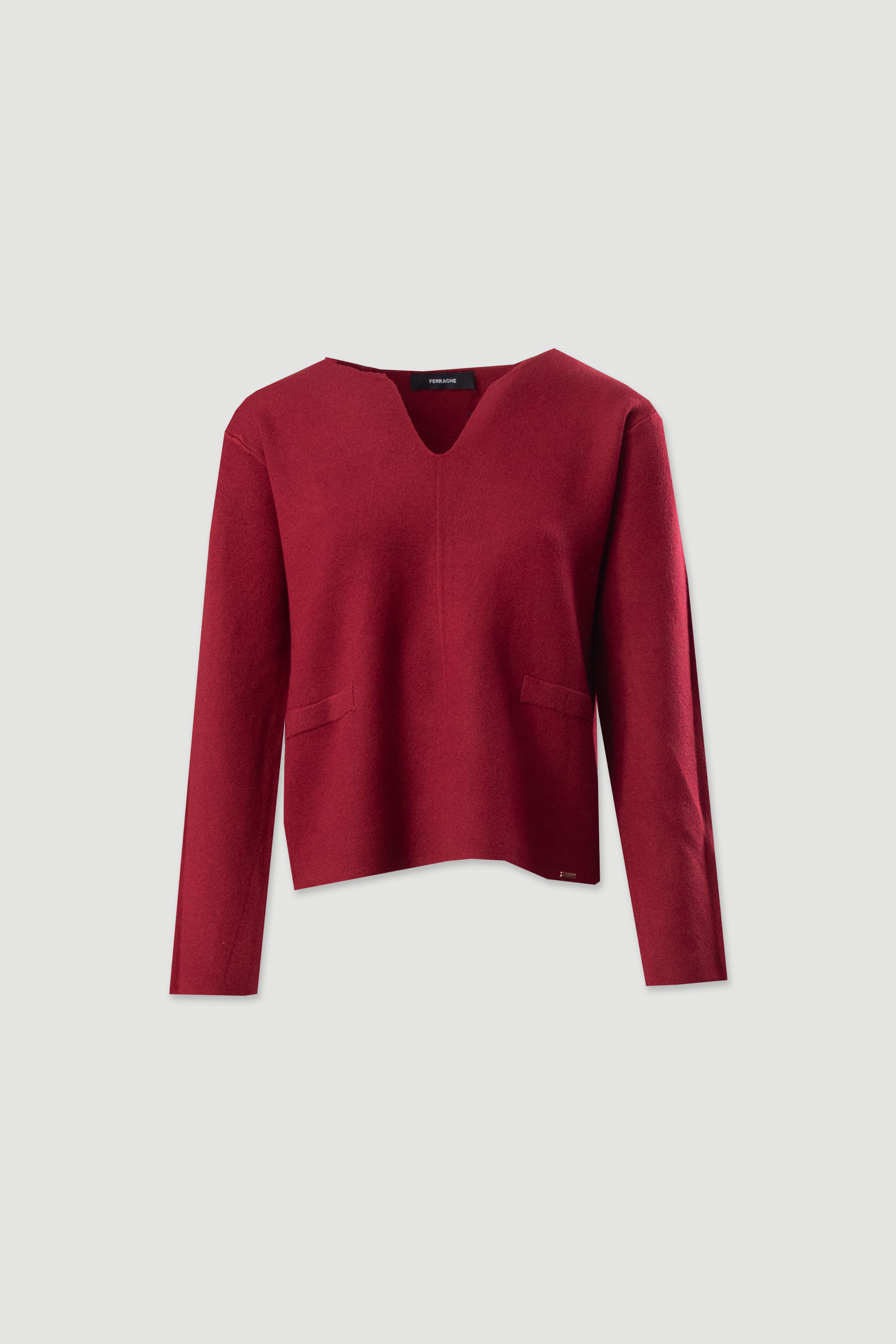 Knitted sweater with v-neckline