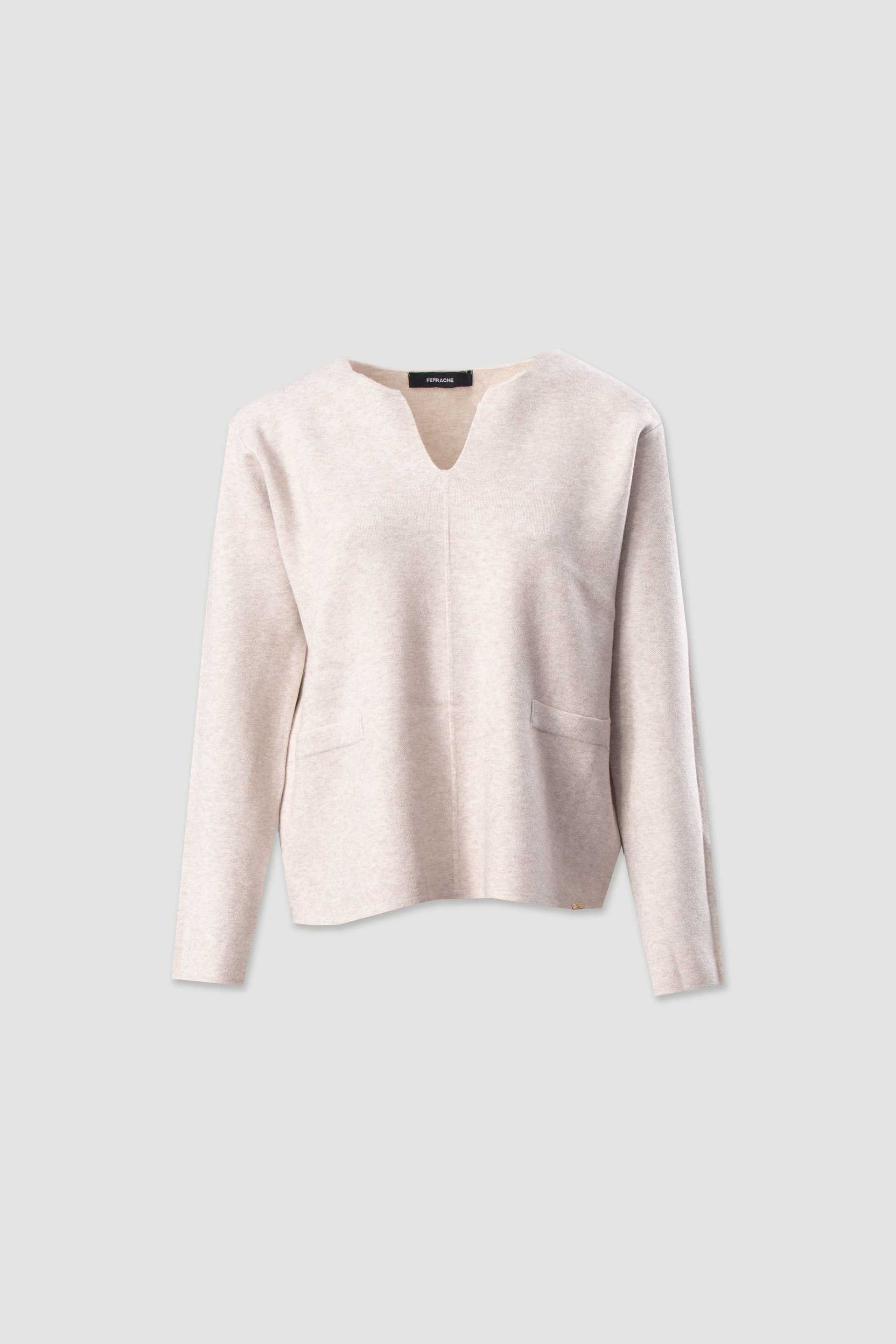 Knitted sweater with v-neckline