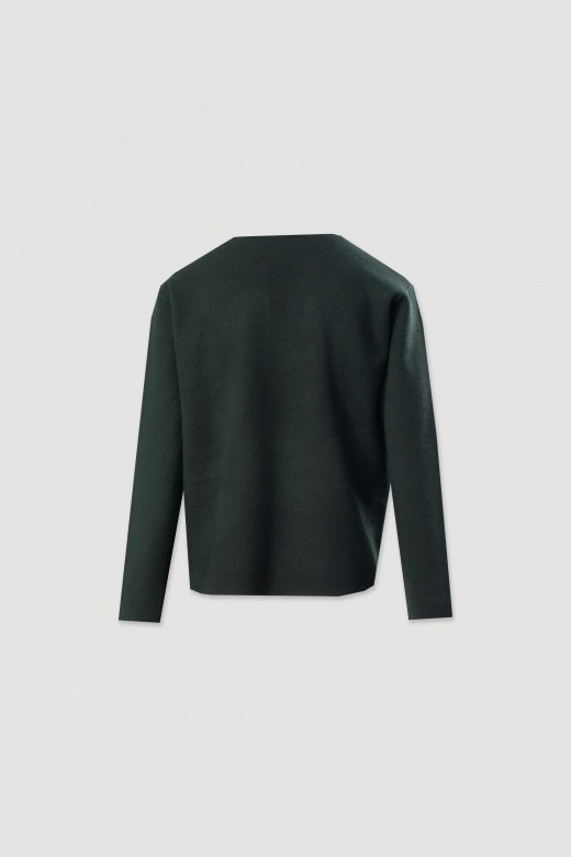 Knitted sweater with v-neckline