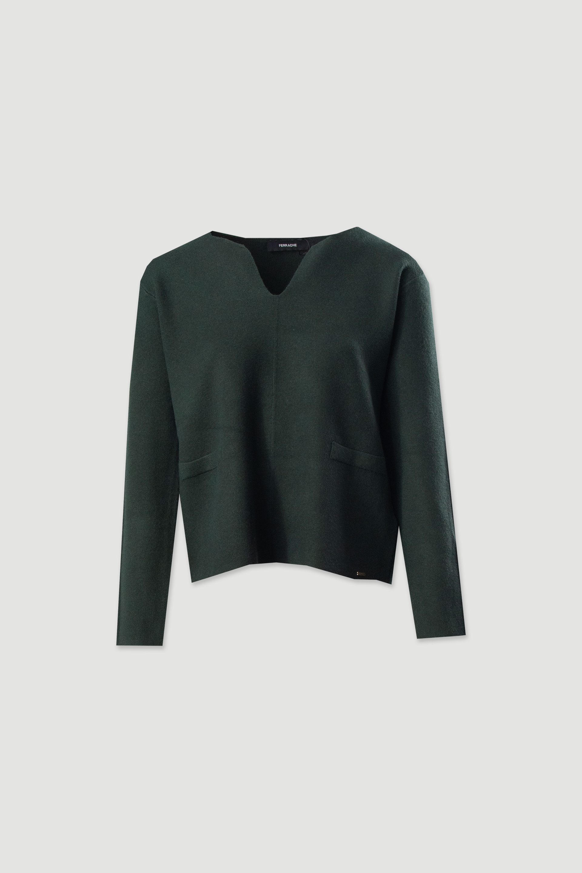 Knitted sweater with v-neckline